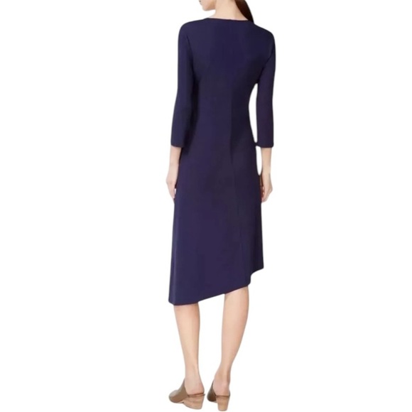 Eileen Fisher Minimalist Dress Med Navy Lagenlook V Neck Asymmetrical - Picture 4 of 11